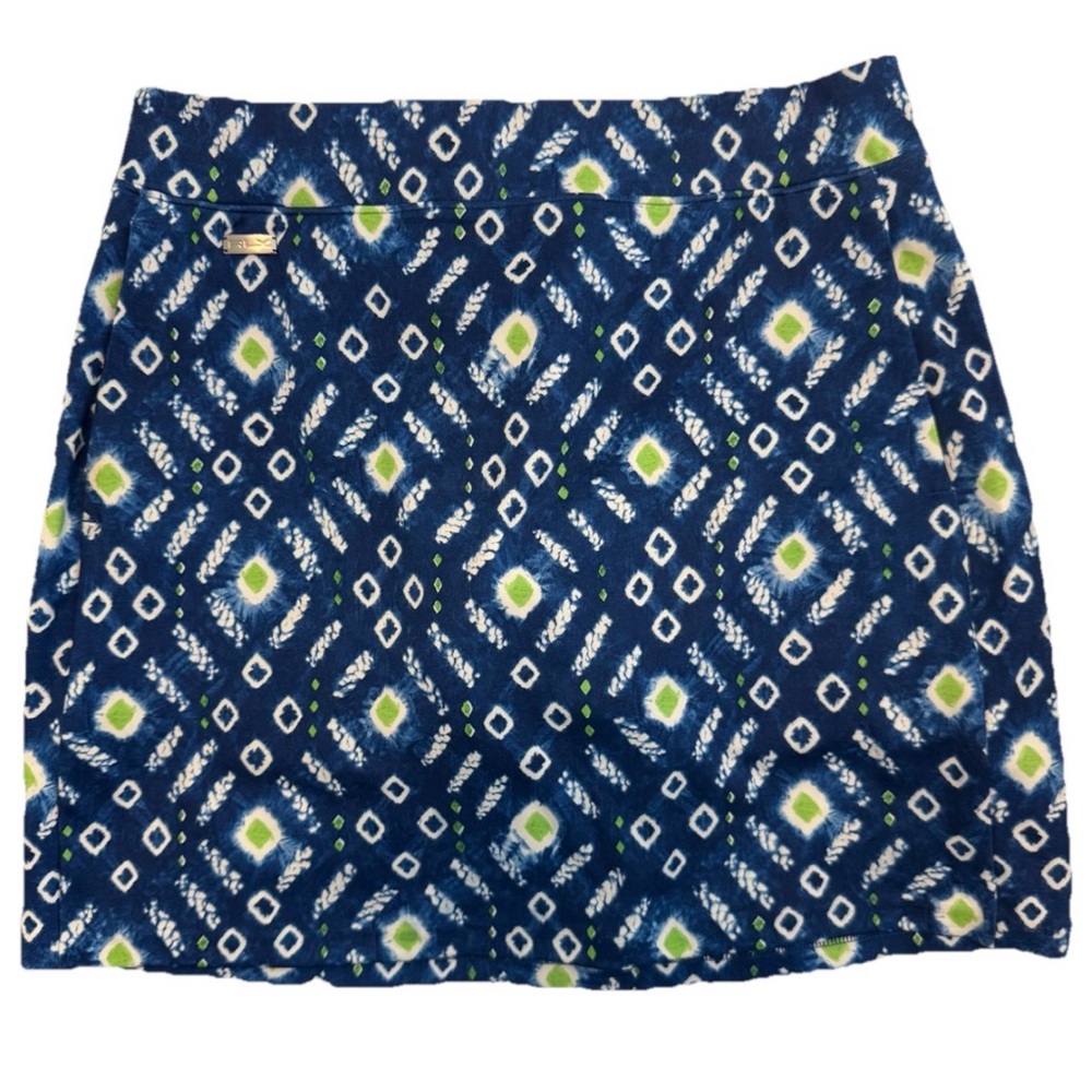 RLX Ralph Lauren Women's Golf Skort  Medium Blue Green Geometric Ikat Stretch